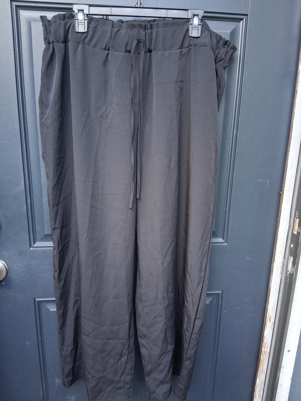Straight Leg Black Women's Pants with Drawstring Waist